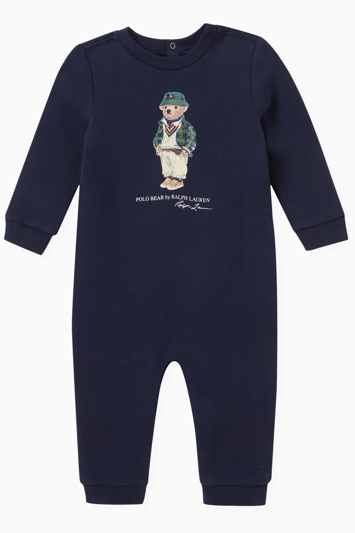

Bear Printed Romper in Cotton, Blue