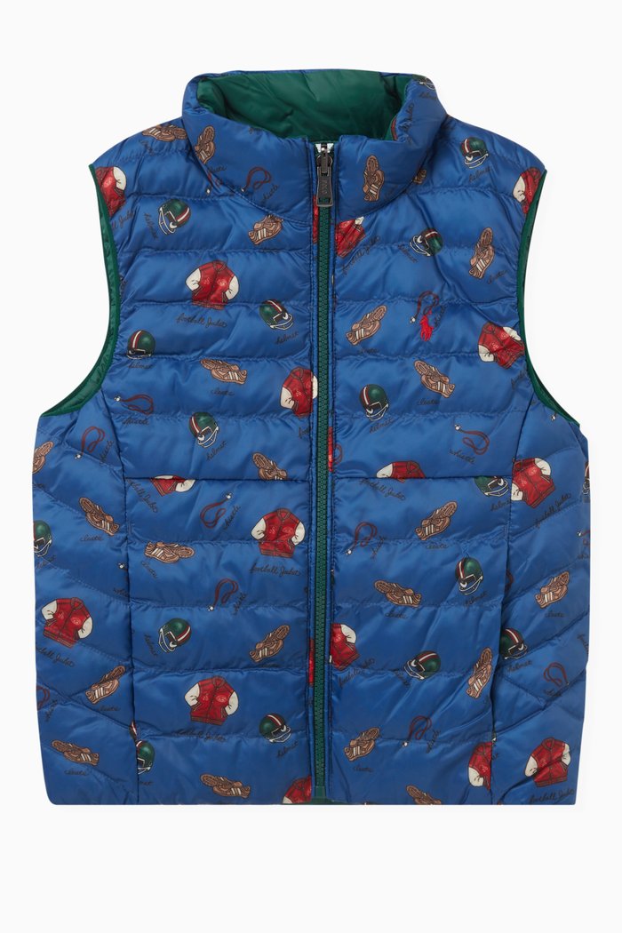 

Football Print Gilet in Polyester, Blue