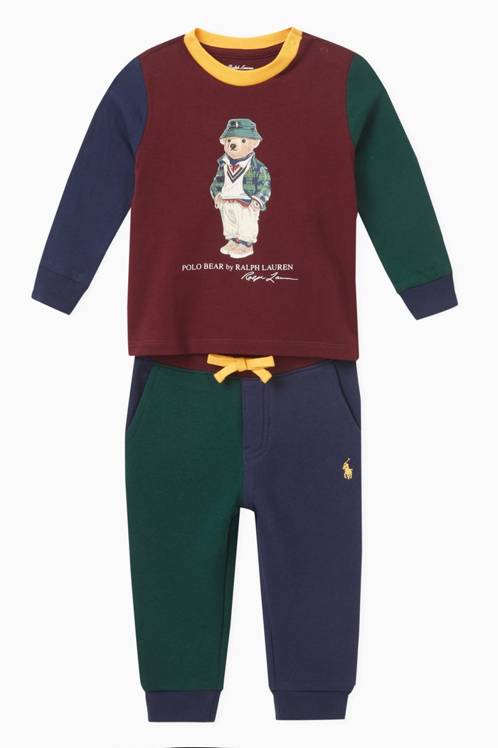 

Colour-block Printed Tracksuit in Cotton, Multicolour