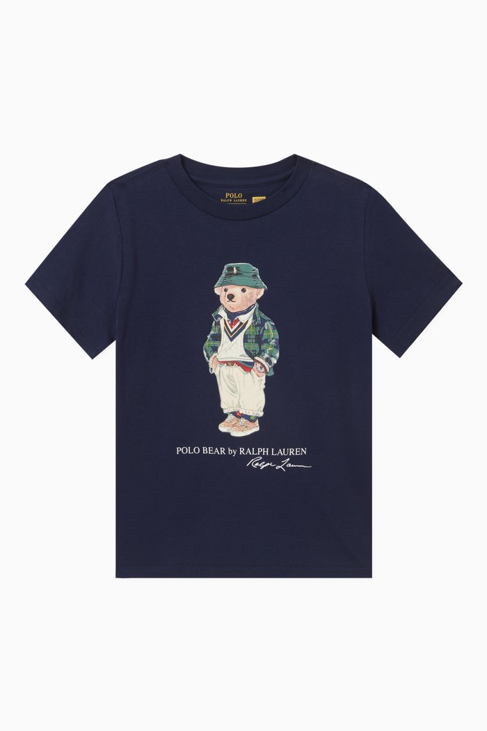 

Polo Bear Printed T-shirt in Cotton, Blue