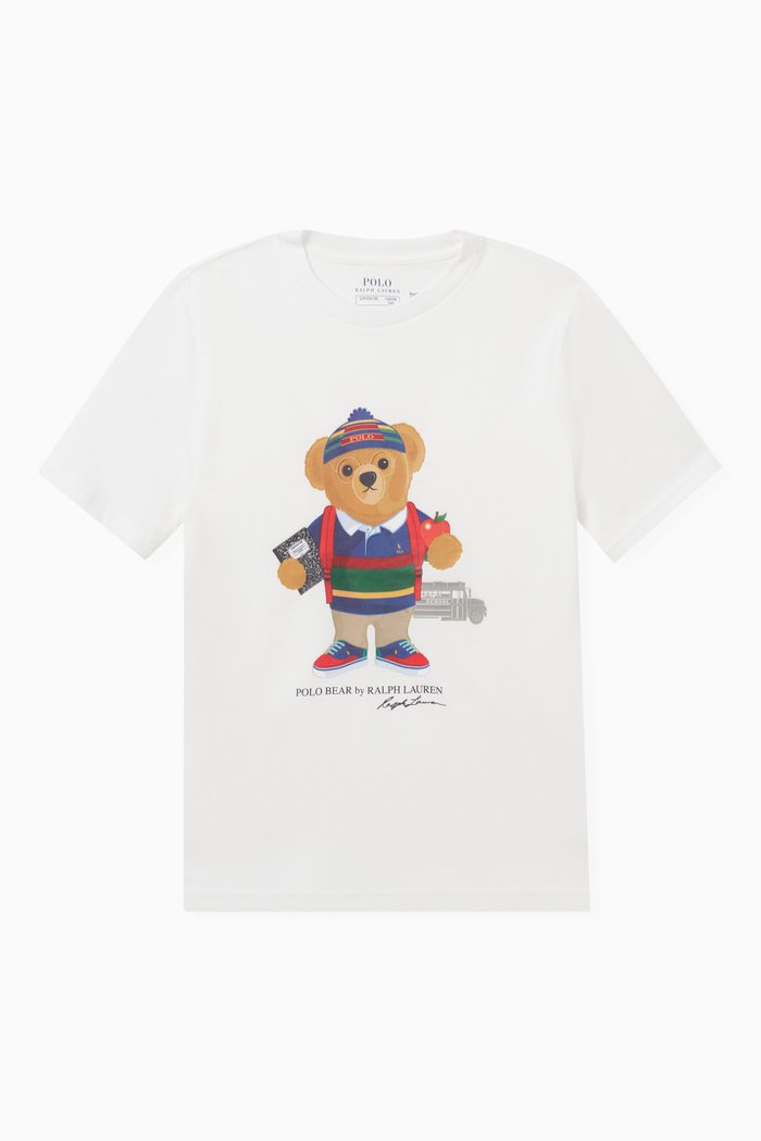 

Bear Print T-Shirt in Cotton, White