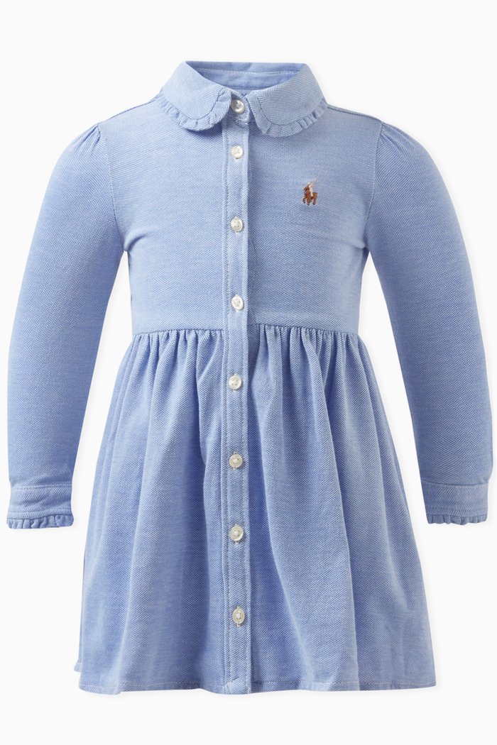 

Long-Sleeved Dress & Bloomers in Cotton, Blue