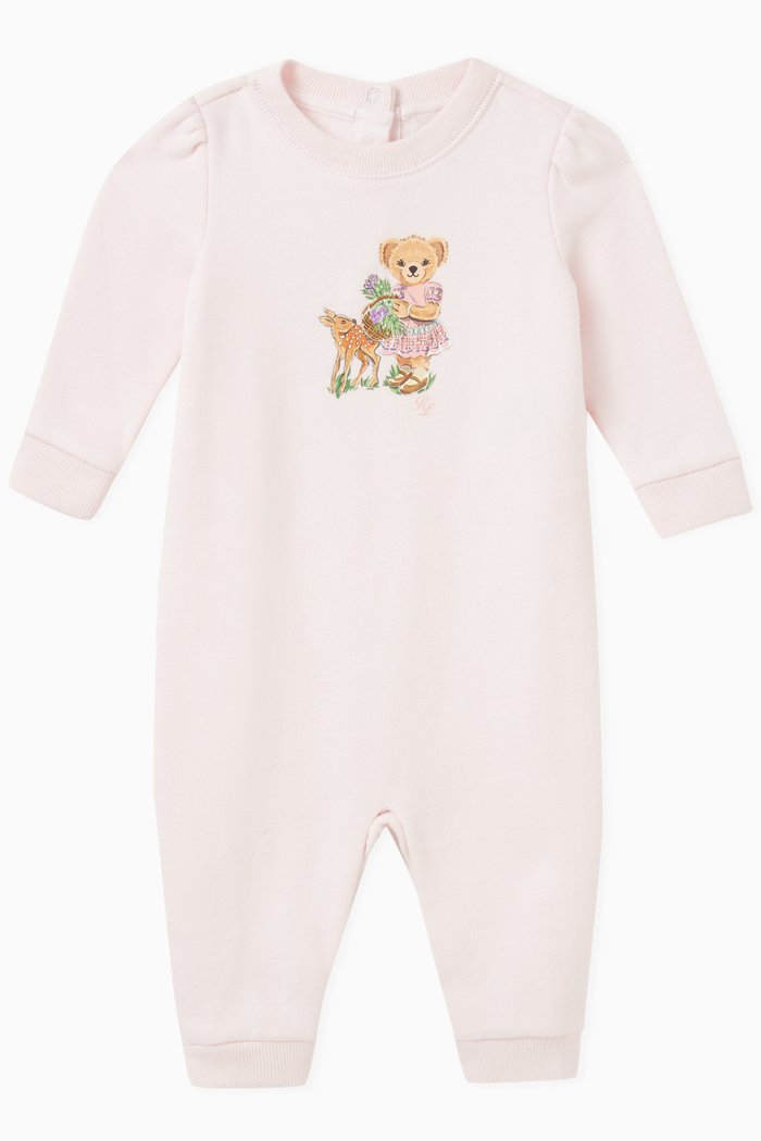 

Bear Printed Romper in Cotton, Pink