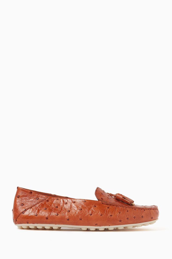 

Dot Sole Loafers in Ostrich Leather, Brown