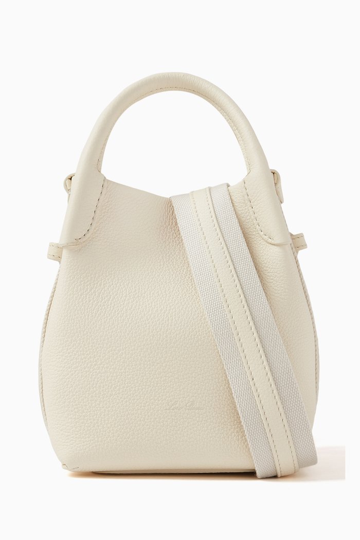 

Micro Bale Crossbody Bag in Calfskin, Neutral