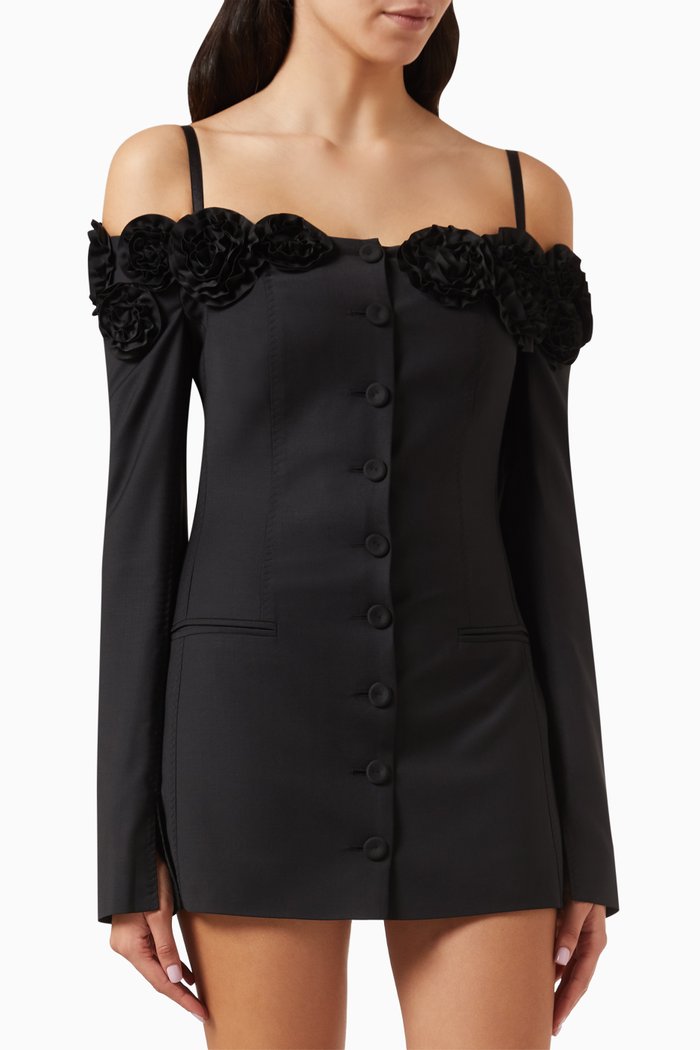 

Vanda Mini Dress in Wool-blend, Black