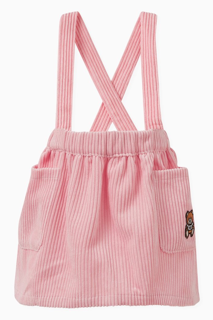 

Teddy Bear Dungaree Skirt in Corduroy, Pink