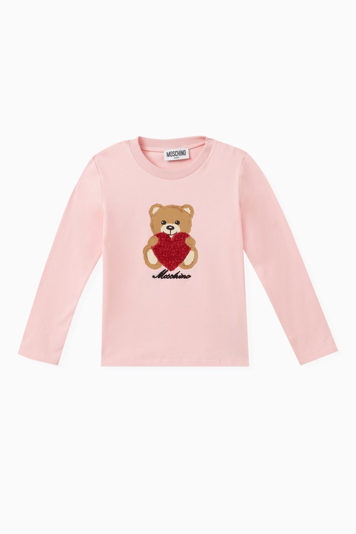 

Teddy Bear and Heart T-Shirt in Cotton, Pink