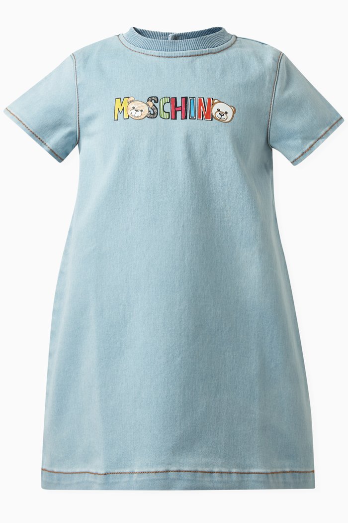 

Logo Detail Dress in Cotton, Blue