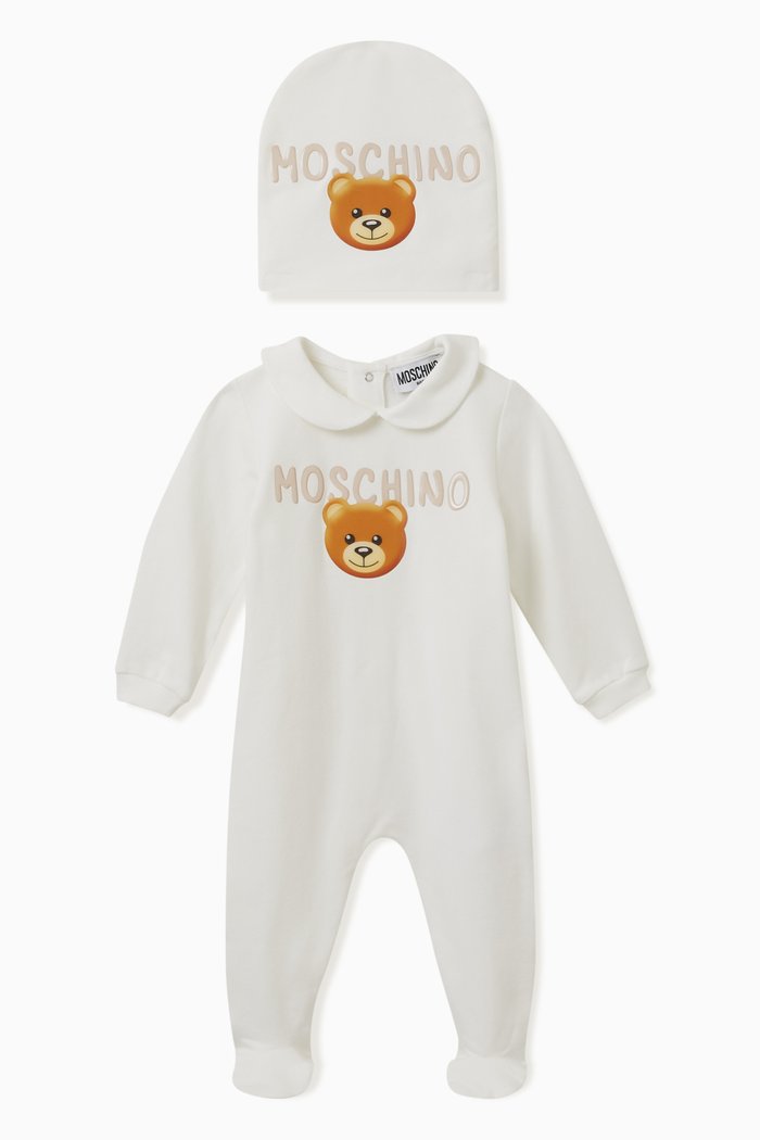 

Teddy Bear Romper & Hat Set in Cotton Jersey, Neutral