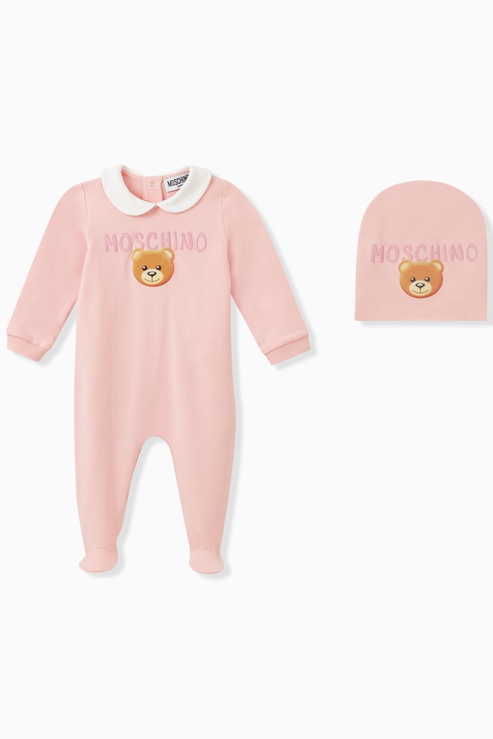 

Teddy Bear Romper & Hat Set in Cotton Jersey, Pink