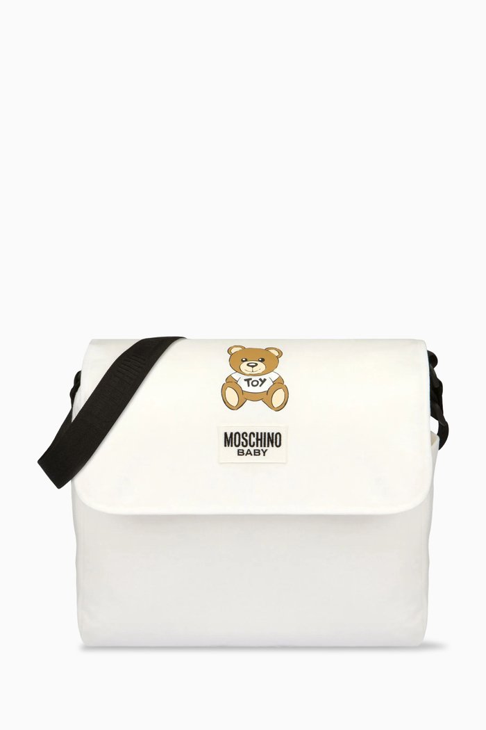 Teddy Patch Baby Changing Bag in Cotton, Neutral