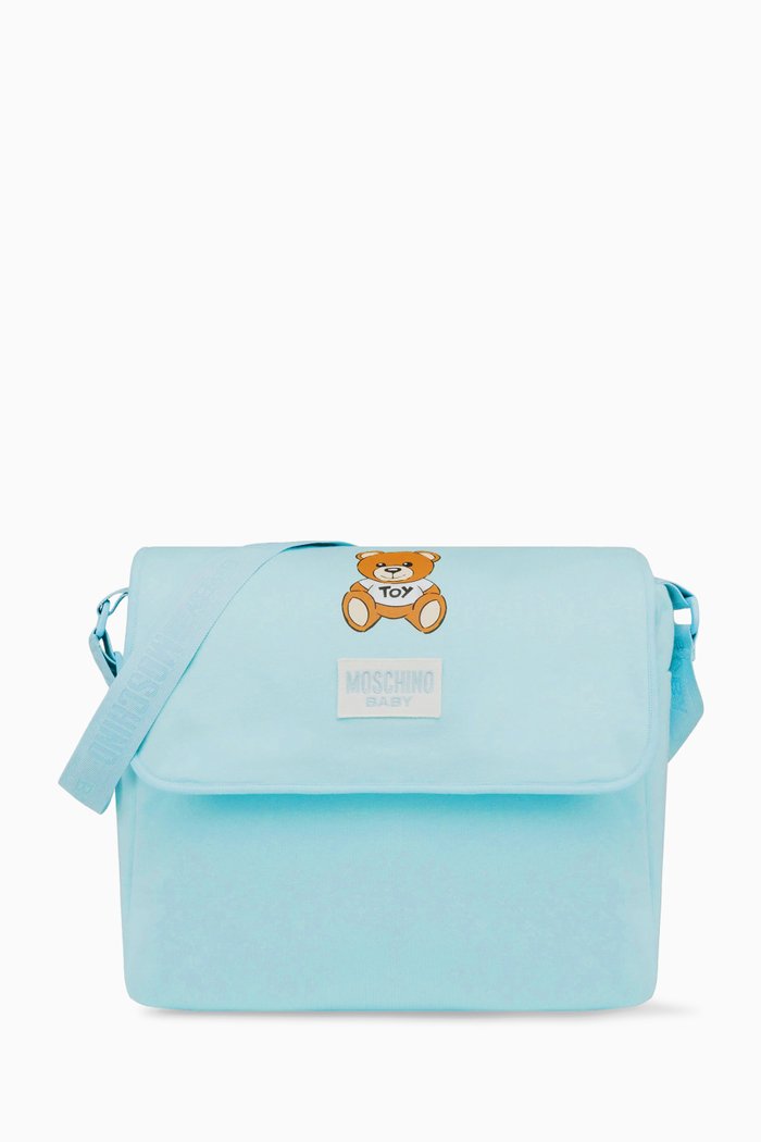 

Teddy Patch Baby Changing Bag in Cotton, Blue
