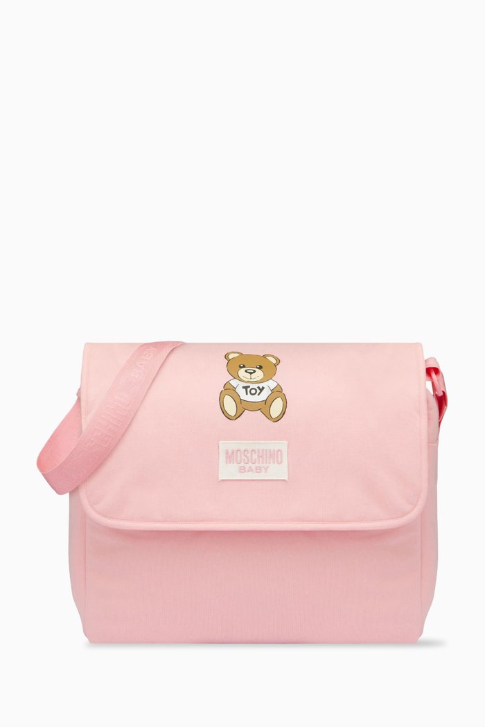 

Teddy Patch Baby Changing Bag in Cotton, Pink