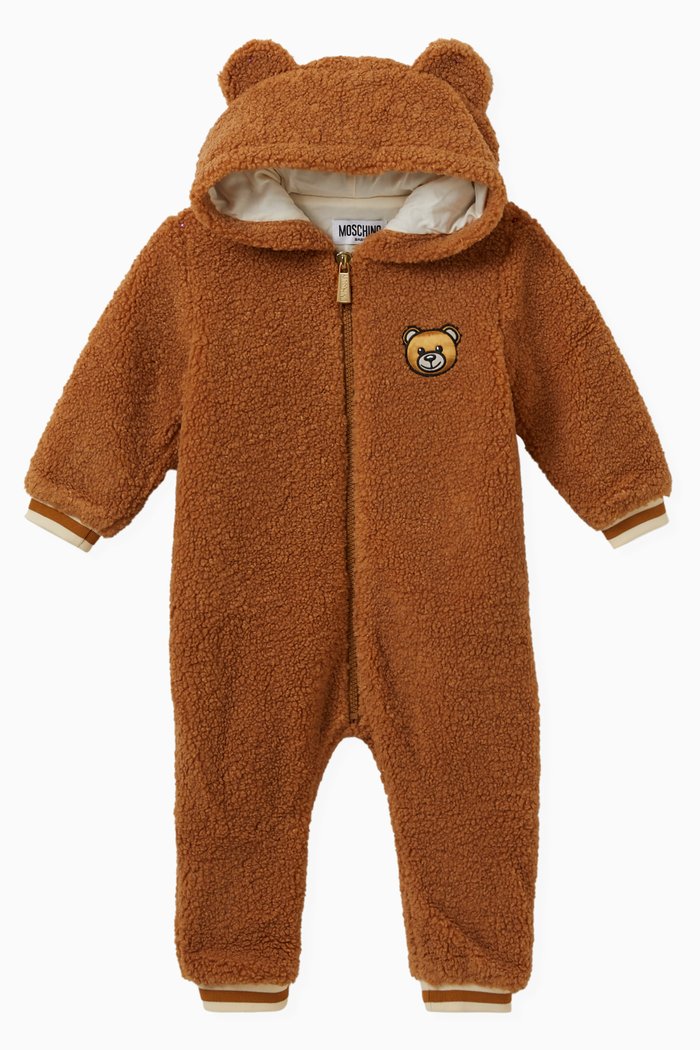 

Embroidered Teddy Bear Sleepsuit in Polyester, Neutral