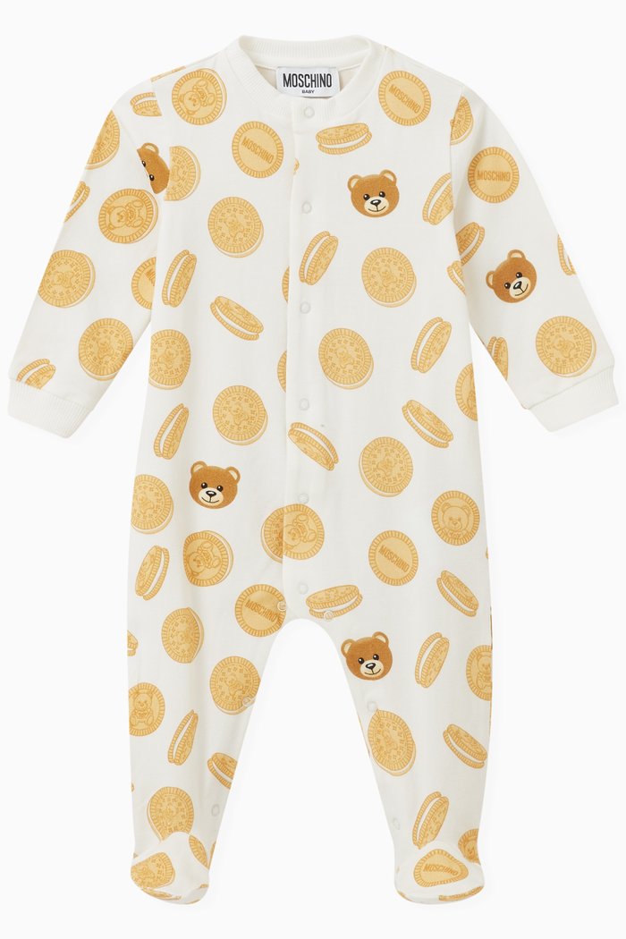 Teddy Sandwich Cookie Romper in Cotton Jersey, Neutral