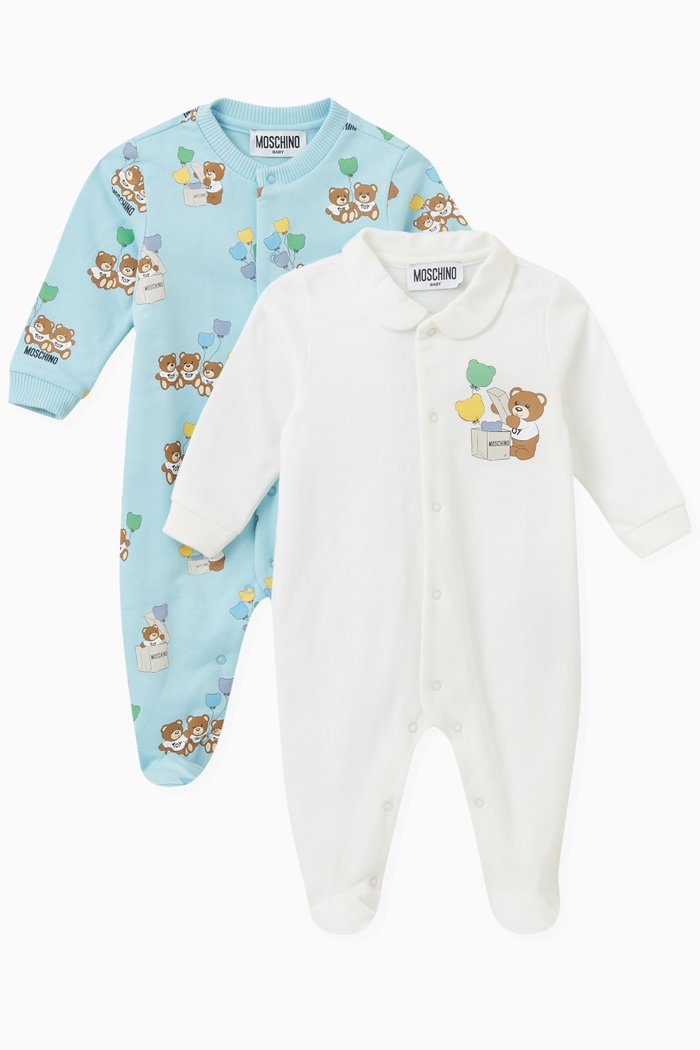 

Teddy Bear Print Pyjamas, Set of Two in Cotton, Blue