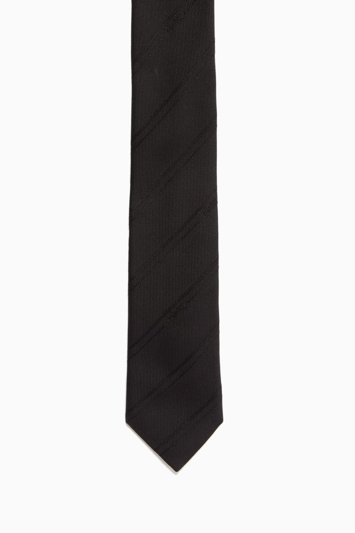 

Cassandre Striped Tie in Silk-jacquard, Black
