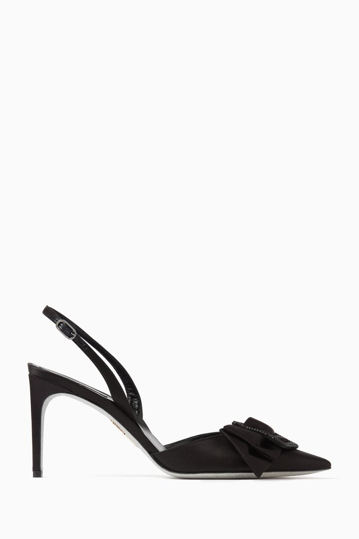 

Sara Bow 80 Sandals in Satin, Black