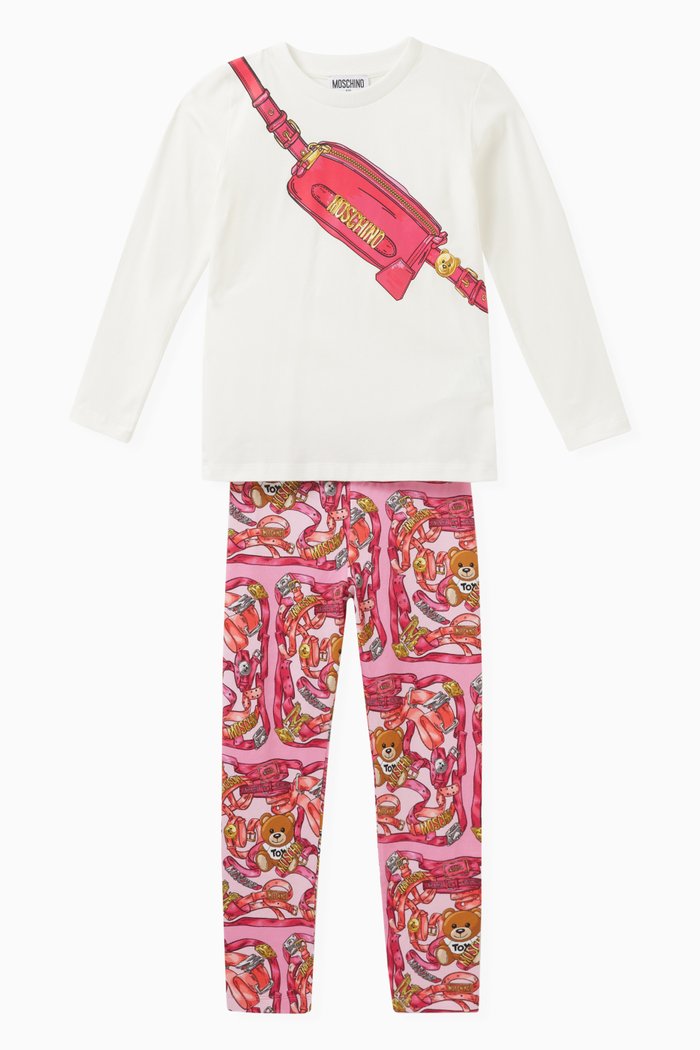 

Teddy Scarf Maxi T-shirt & Leggings Set in Cotton Jersey, Pink