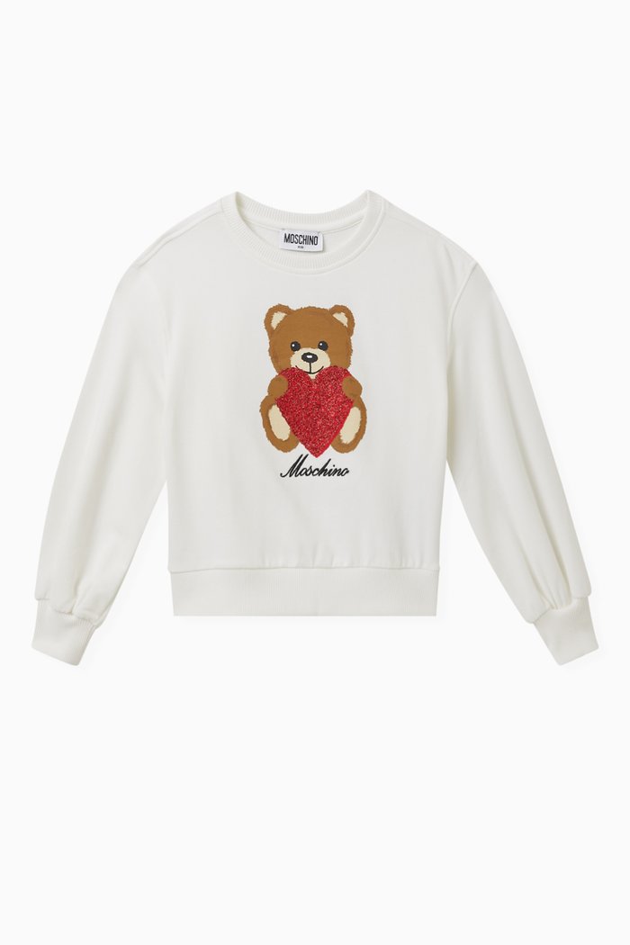 

Heart Teddy Bear Sweatshirt in Cotton Fleece, Neutral