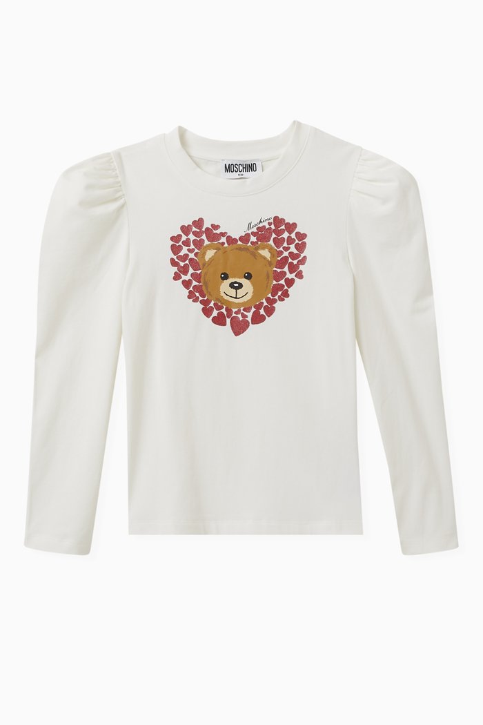

Little Hearts Teddy Bear T-shirt in Cotton Jersey, Neutral