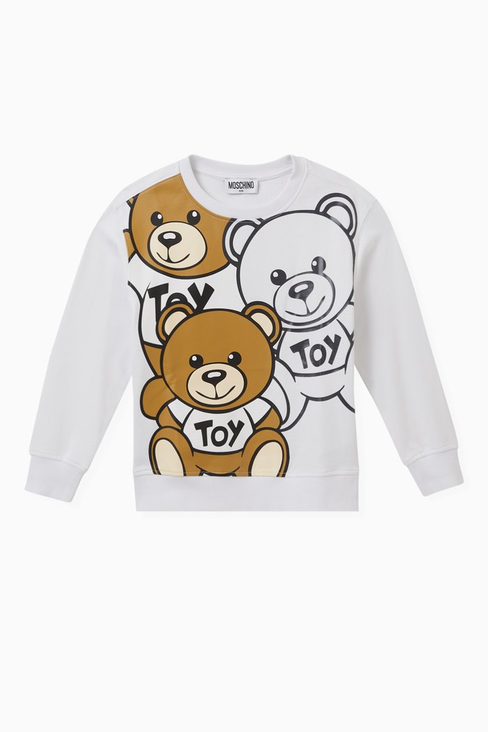 

Teddy Bear Print Sweatshirt in Cotton, White