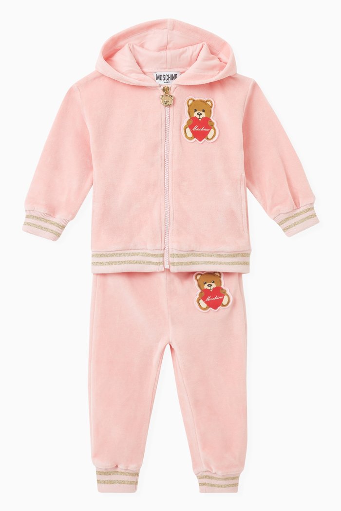 

Heart Teddy Bear Tracksuit in Chenille, Pink