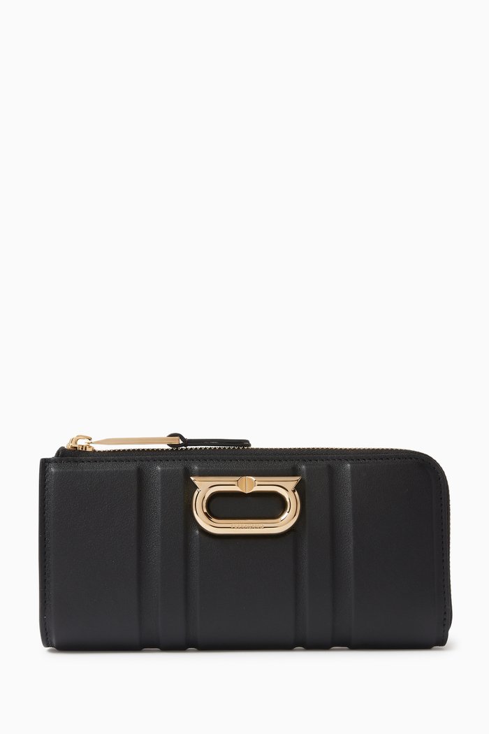 

Padded Continental Wallet in Leather, Black