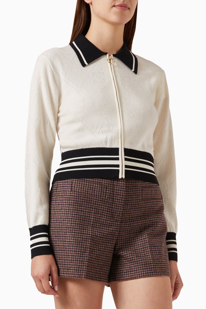 

Zipped Sweater in Wool Blend, Neutral