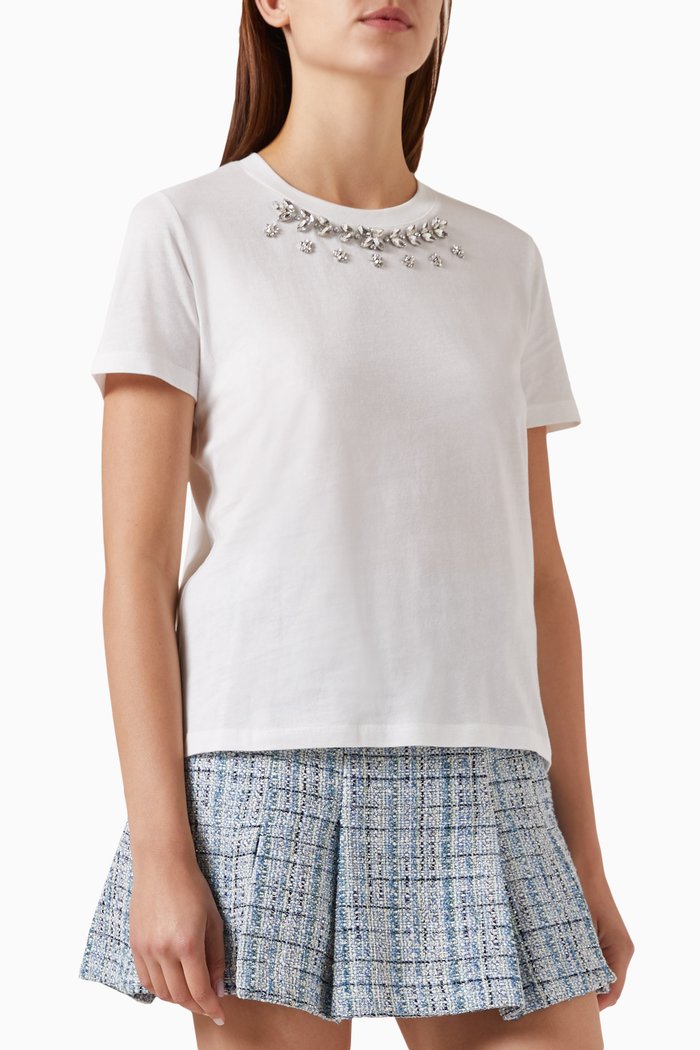 

Embellished T-shirt in Jersey, White