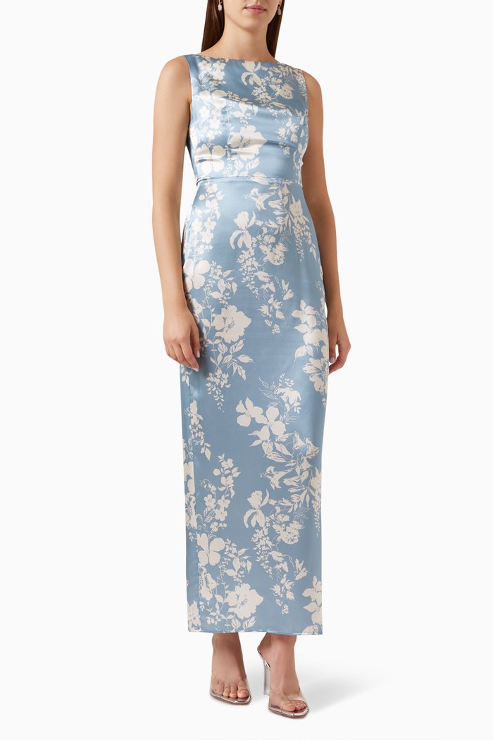 

Zya Midi Dress in Silk-charmeuse, Blue