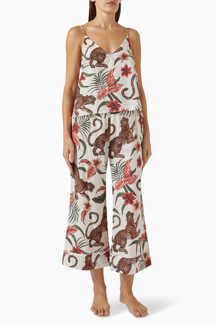 

Leopard-print Soleia Cami & Wide-leg Set in Cotton, Neutral