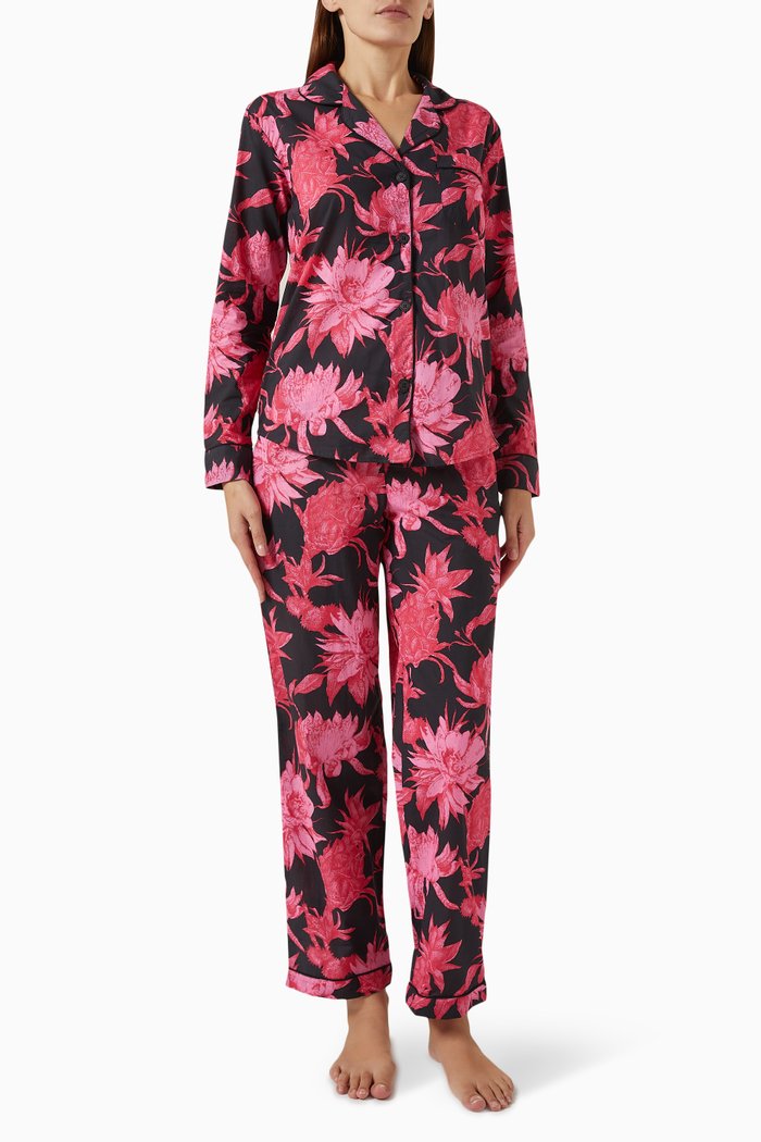 

Night Bloom-print Long Pyjama Set in Cotton, Pink