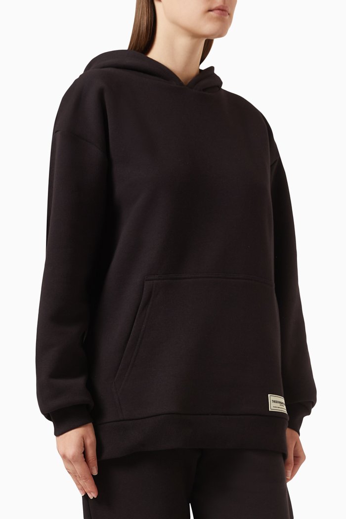 

Oversized Hoodie in Organic Cotton-blend, Black