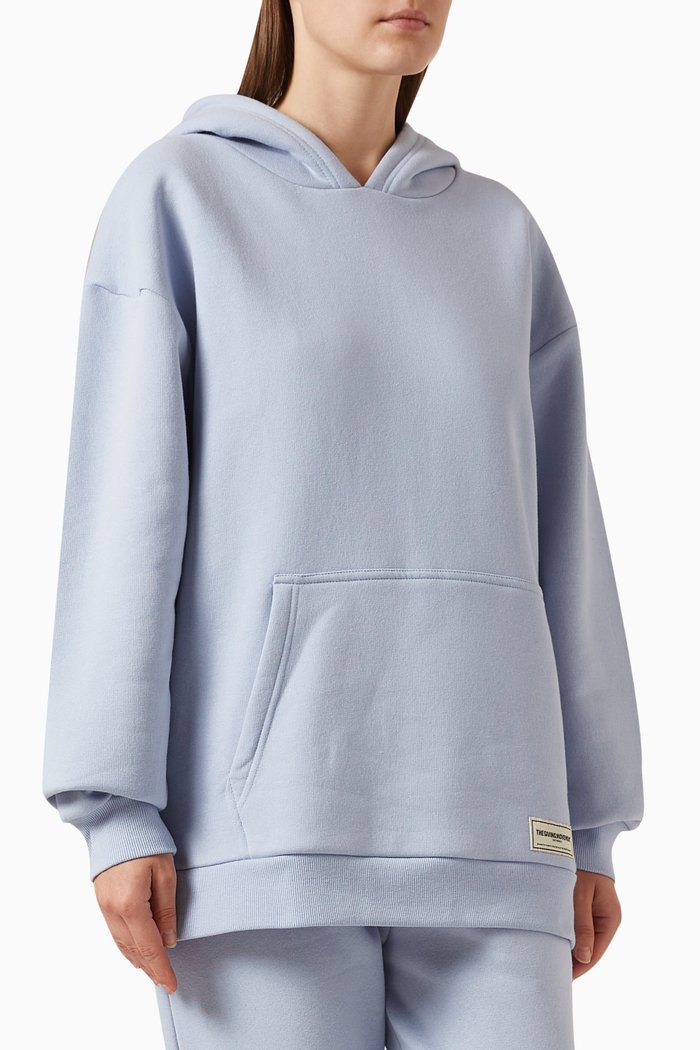 

Oversized Hoodie in Organic Cotton-blend, Blue