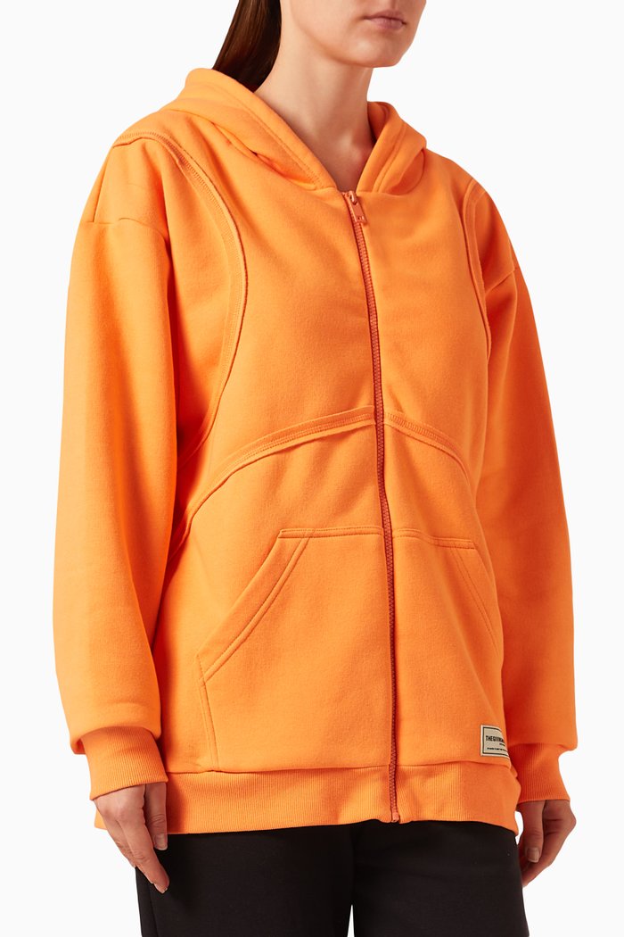 Raw-edge Hoodie in Cotton-blend Jersey, Orange