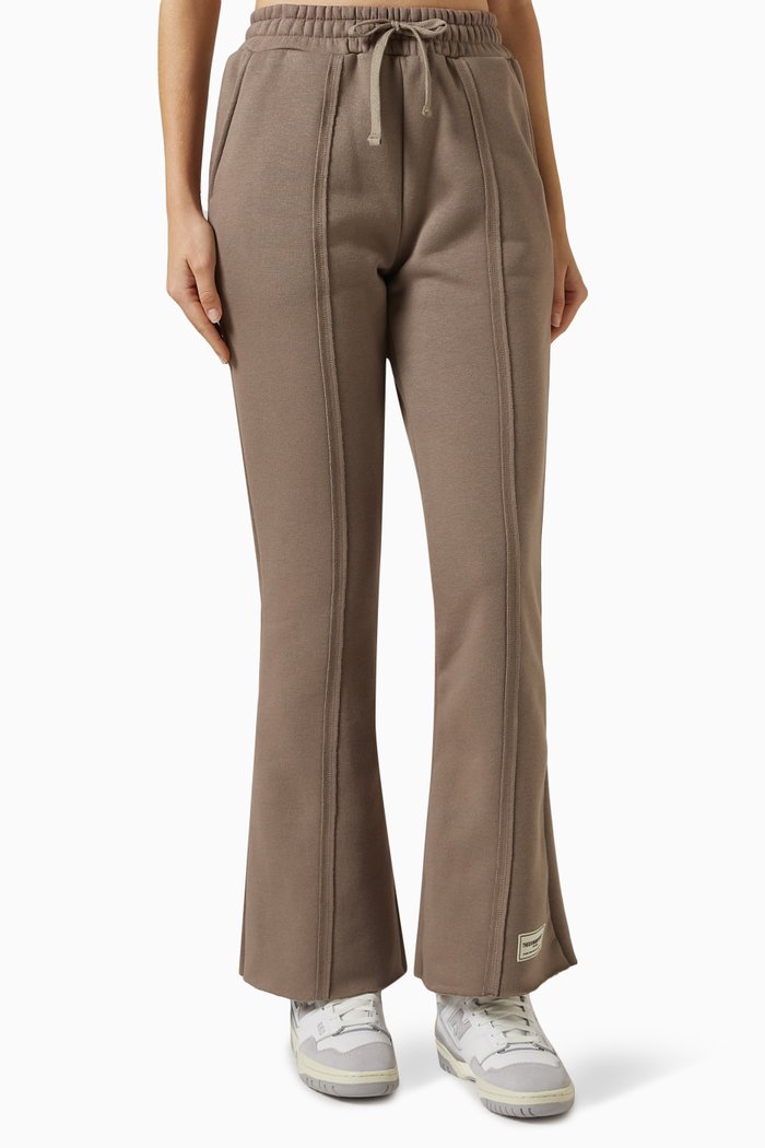 

Raw-edge Joggers in Cotton-blend Jersey, Neutral