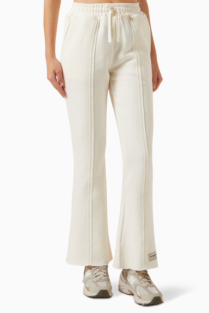 

Raw-edge Joggers in Cotton-blend Jersey, Neutral