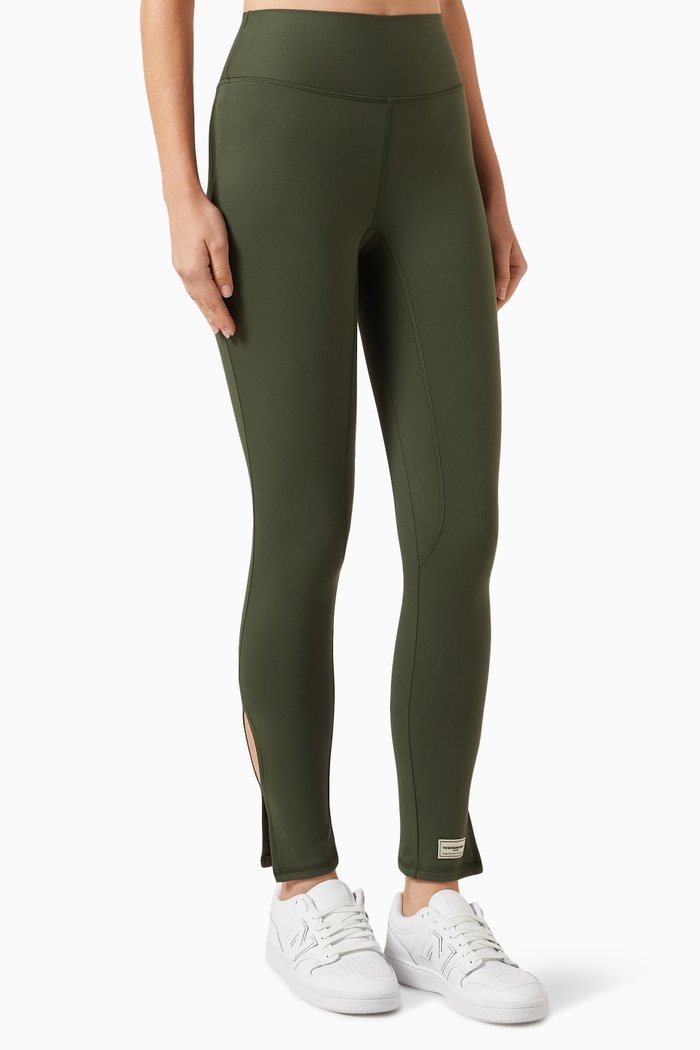 Side-split Leggings in Softskin100©, Green