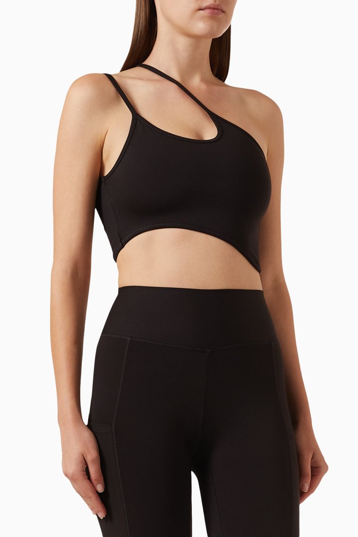 Asymmetrical Sports Bra in Softskin100©, Black