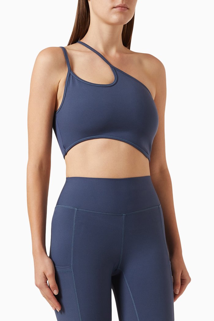 

Asymmetrical Sports Bra in Softskin100©, Blue