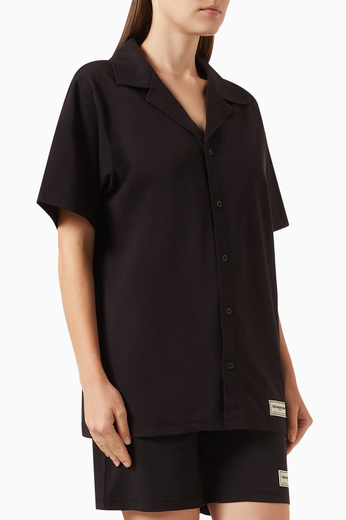 

Button-up Short Pyjama Set in Organic Cotton-jersey, Black