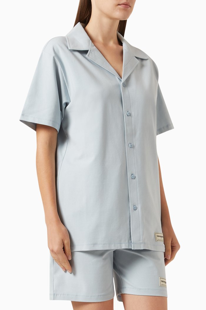 

Button-up Short Pyjama Set in Organic Cotton-jersey, Blue