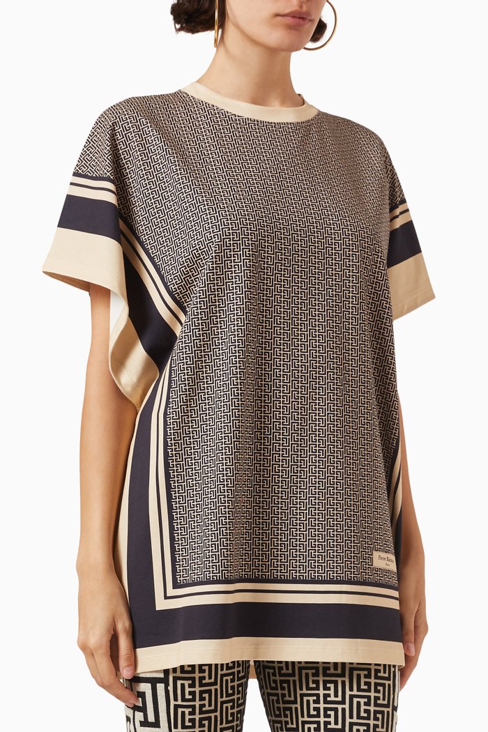 

Monogram Scarf Print T-shirt in Jersey, Multicolour