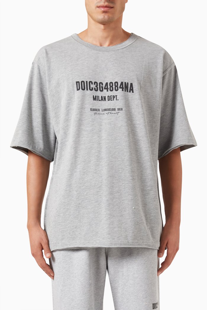 

Graphic Logo Print T-shirt in Cotton, Grey