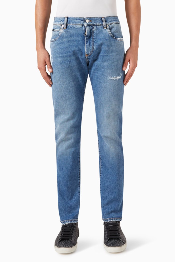 

Five-pocket Jeans in Denim, Blue