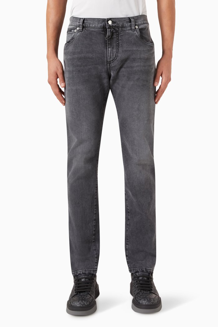 

Five-pocket Jeans in Denim, Grey