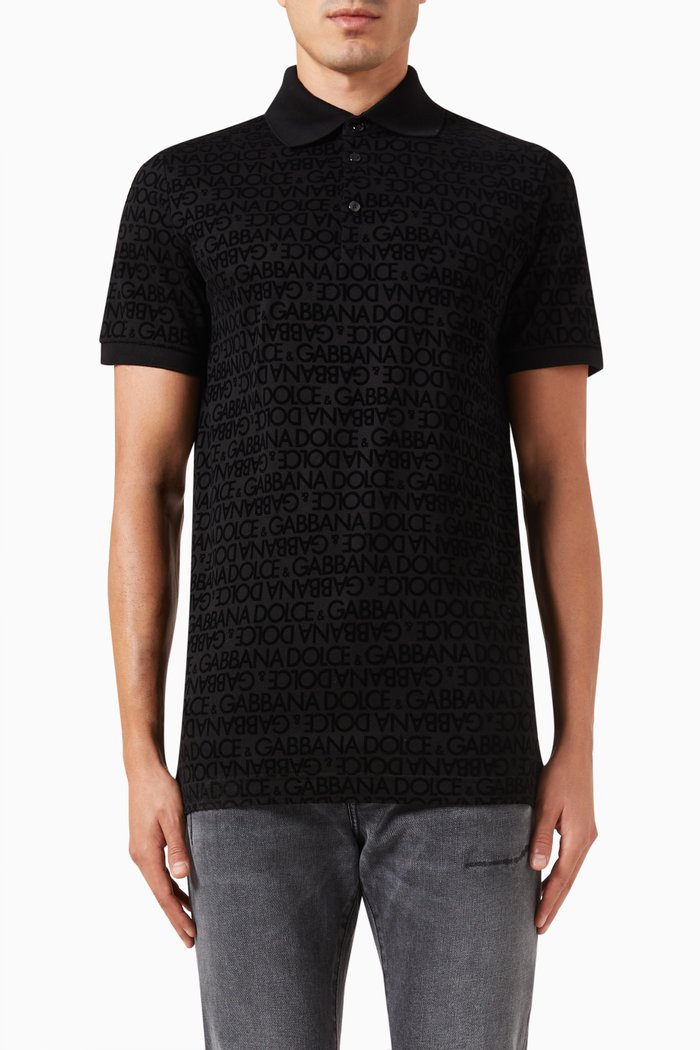 

Logo Polo Shirt in Cotton Piqué, Black