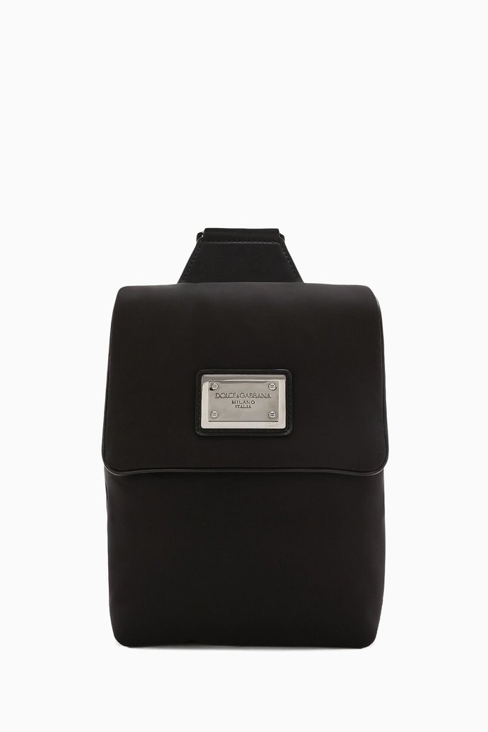 

Logo-plaque Crossbody Belt Bag in Nylon, Black